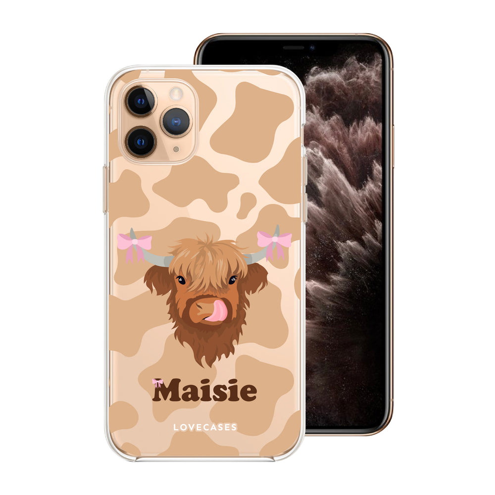 Personalised Coquette Highland Cow Phone Case