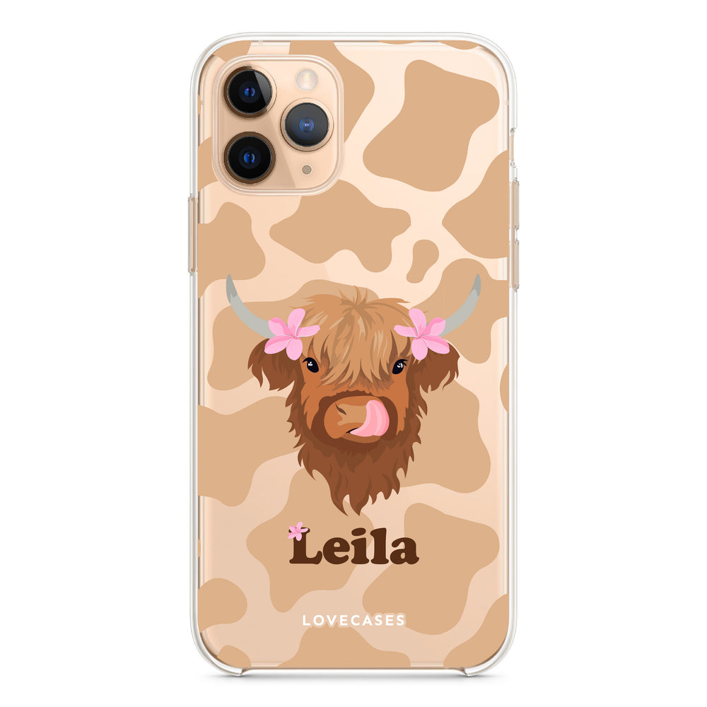 Personalised Tropical Highland Cow Phone Case