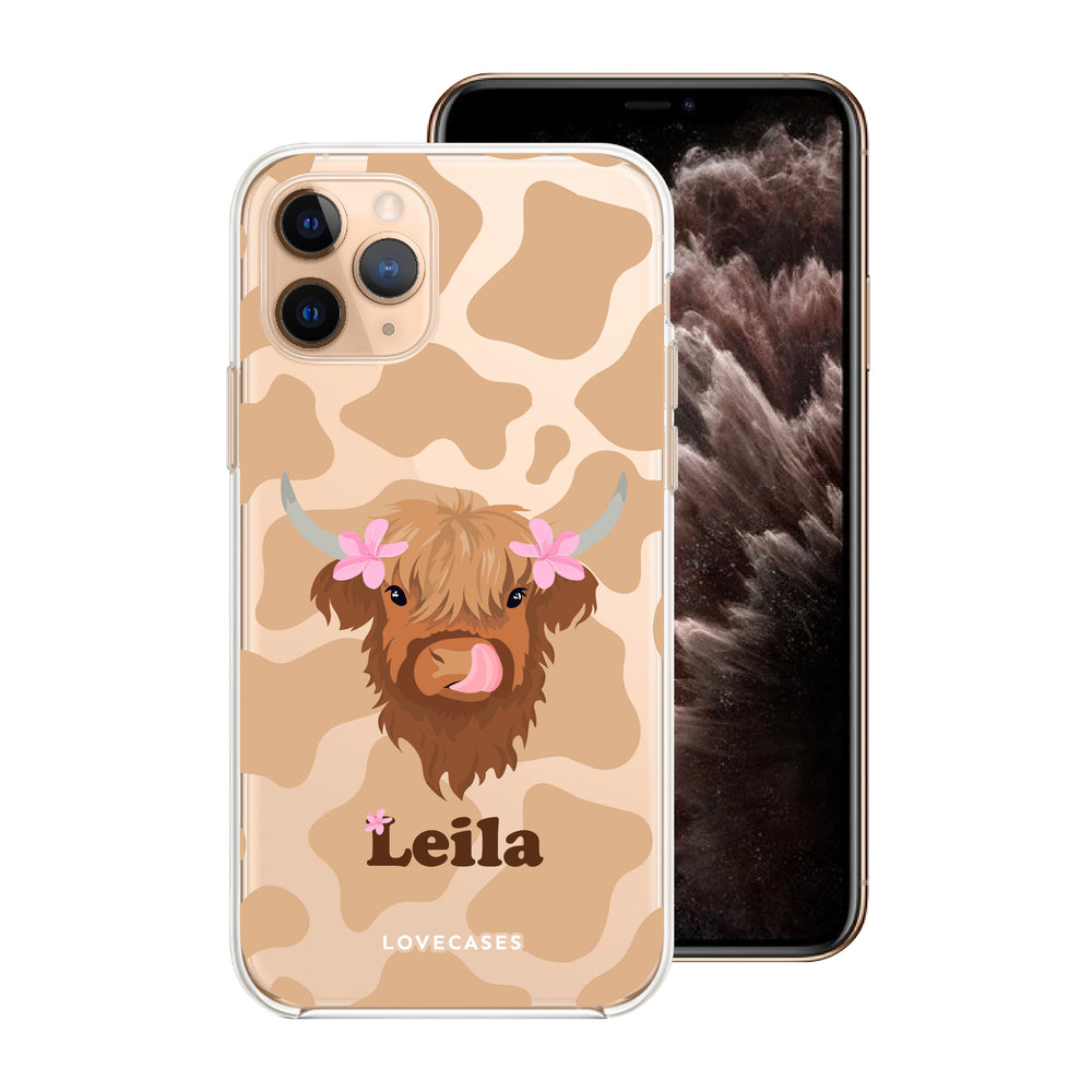 Personalised Tropical Highland Cow Phone Case