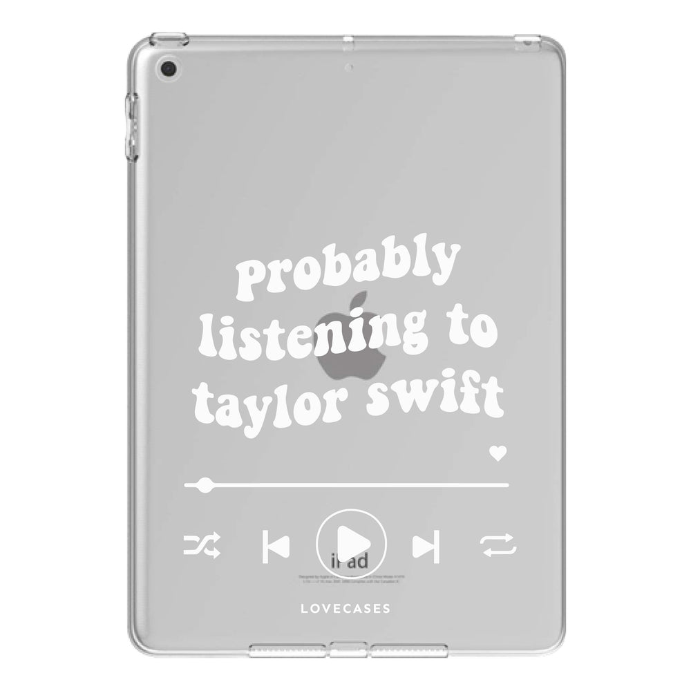 White Probably Listening to Taylor Swift iPad Case