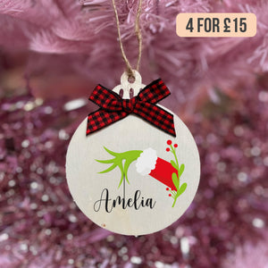 Personalised Grinch Wooden Decoration
