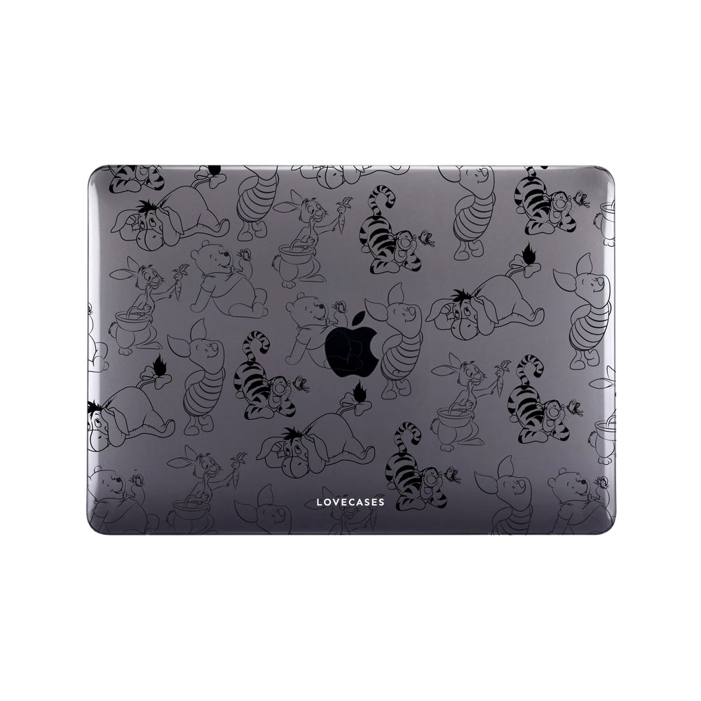 Black Winnie & Friends Colourful MacBook Case