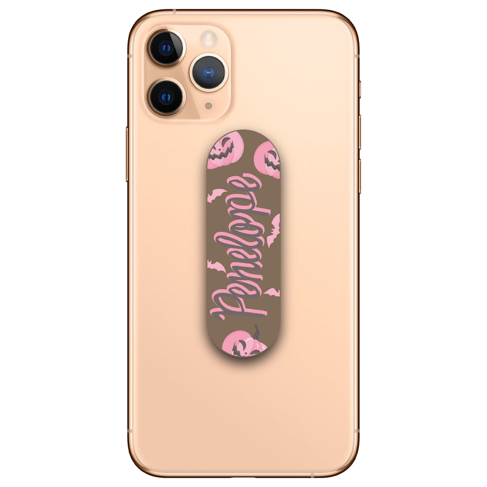 Personalised Pink Halloween Pumpkin Phone Loop