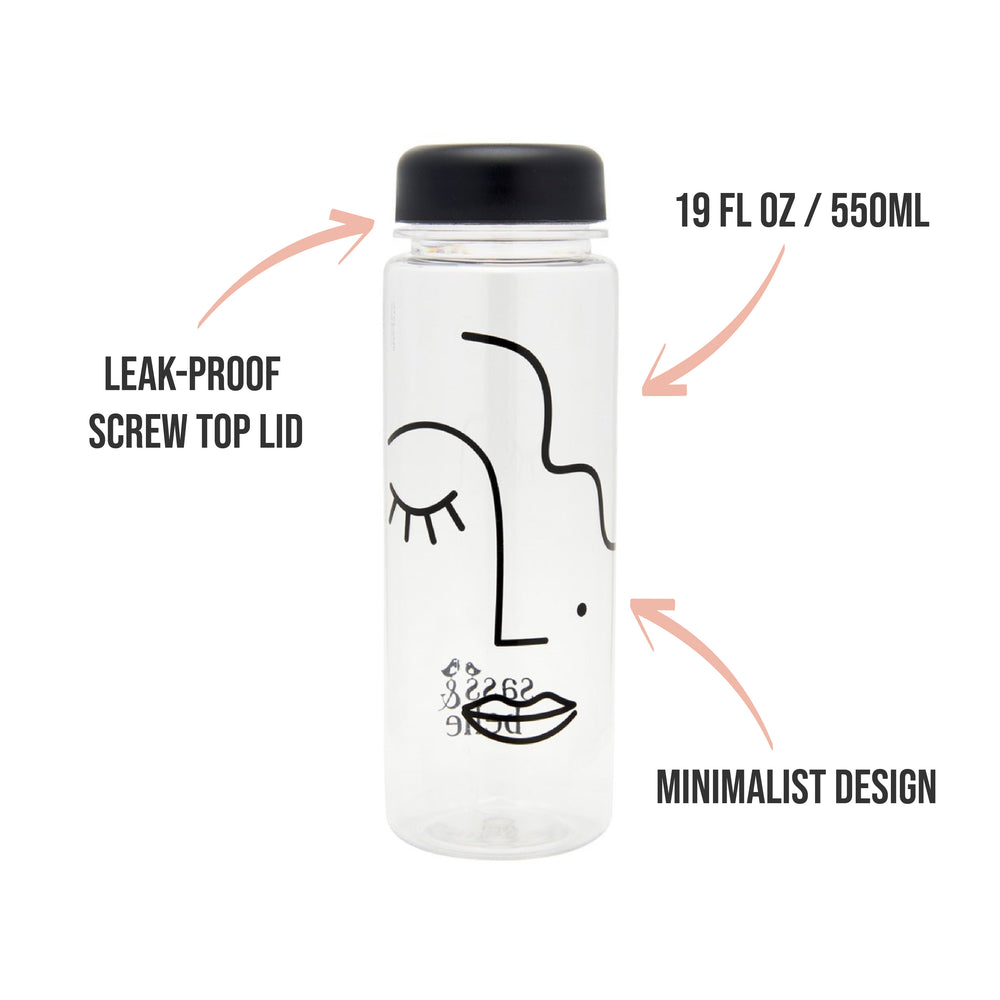 
            
                Load image into Gallery viewer, Abstract Face Clear Water Bottle
            
        