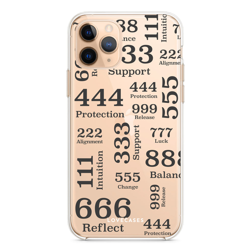 Black Angel Numbers Pattern Phone Case