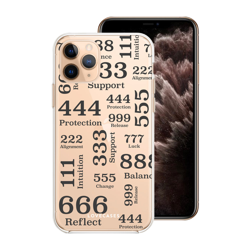 Black Angel Numbers Pattern Phone Case