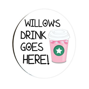 Personalised Pink Drink Circle Coaster