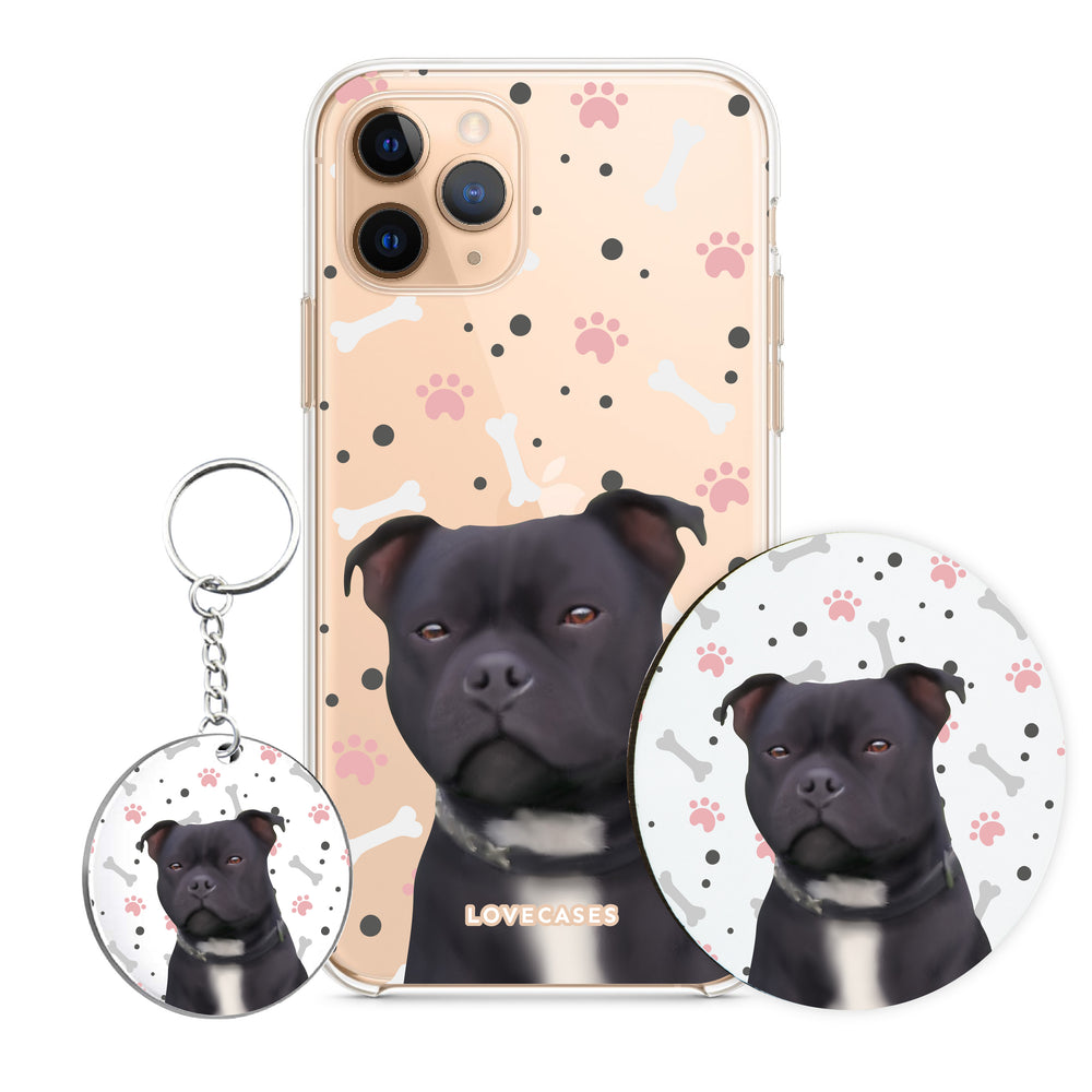Personalised Pet Portrait Phone Case, Coaster + Keyring Bundle