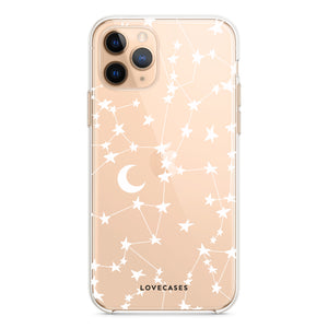 White Stars & Moons Phone Case, Phone Loop + Coaster Bundle