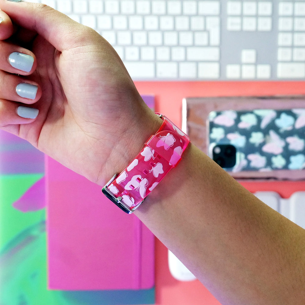 Personalised Butterflies Pink Smartwatch Strap