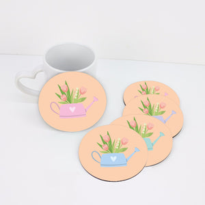 Set of Four Watering Can Circle Coasters