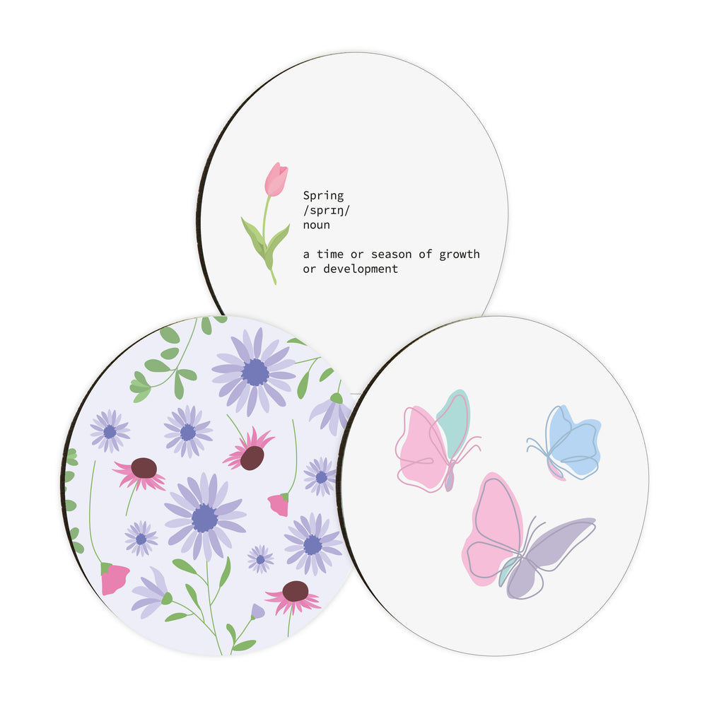 Set of Three Spring Circle Coasters