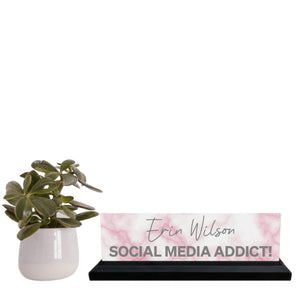 Personalised Pink Marble Desk Plaque