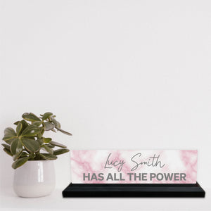 Personalised Pink Marble Desk Plaque