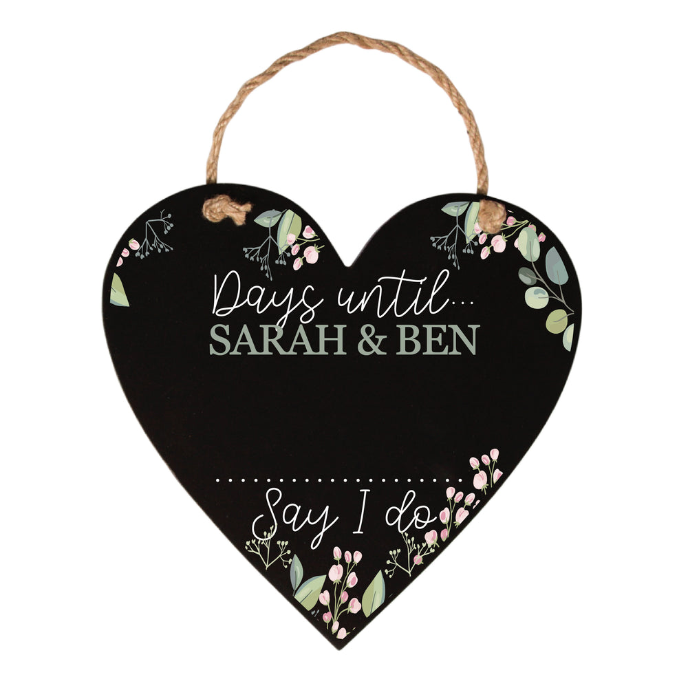 
            
                Load image into Gallery viewer, Personalised Chalkboard Wedding Countdown Heart Plaque
            
        