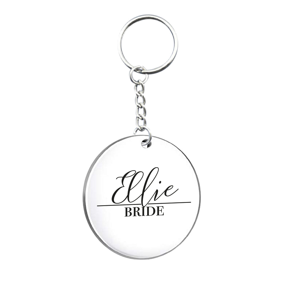 Personalised Script Bride Circle Keyring