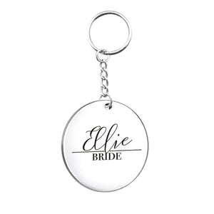 Personalised Script Bride Circle Keyring