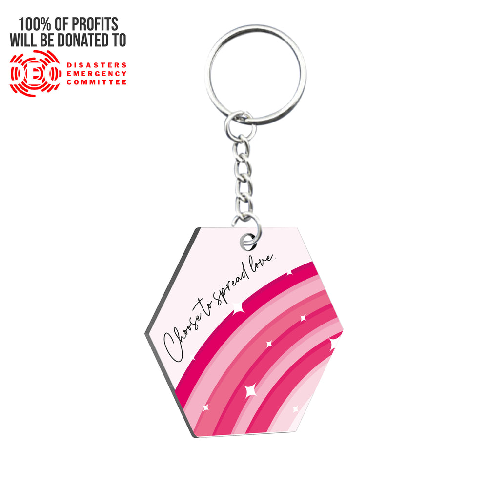 Choose To Spread Love Hexagonal Keyring