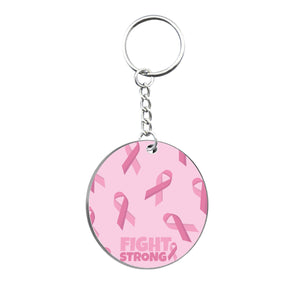 Pink Ribbon Circle Keyring