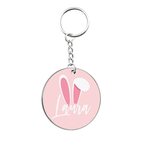 Personalised Bunny Ears Circle Keyring
