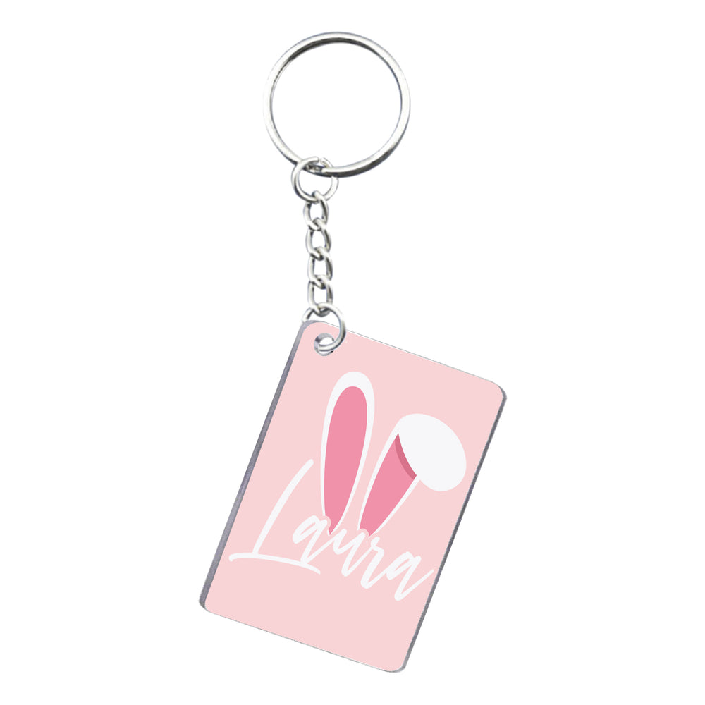 Personalised Bunny Ears Rectangle Keyring