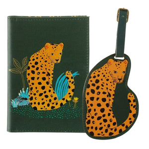 Leopard Passport Cover + Luggage Tag Bundle