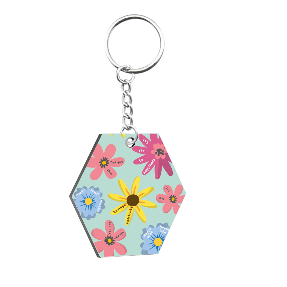 __Lifeis_beautiful__ x LoveCases Positive Floral Hexagonal Keyring