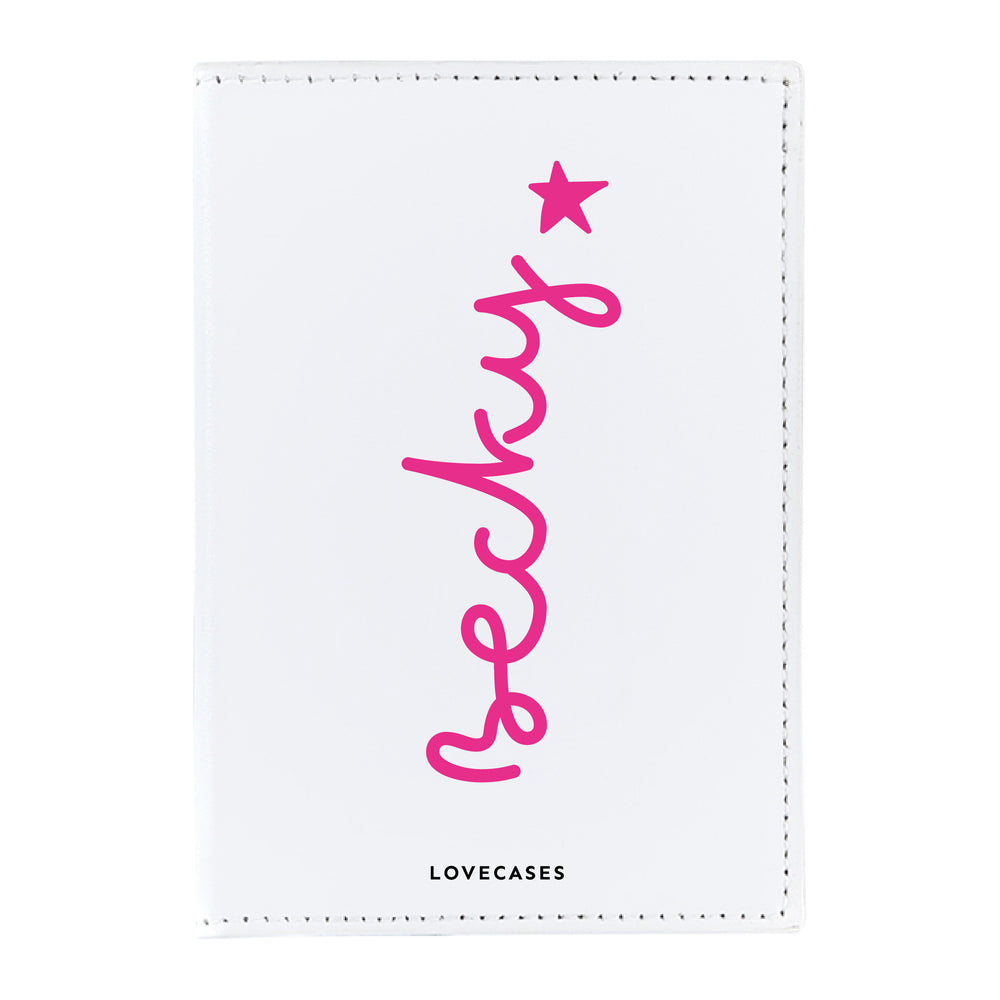 White Personalised Island Name Passport Cover