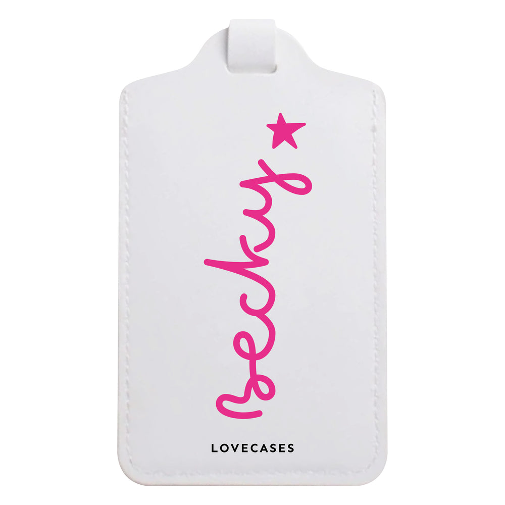 White Personalised Island Name Luggage Tag