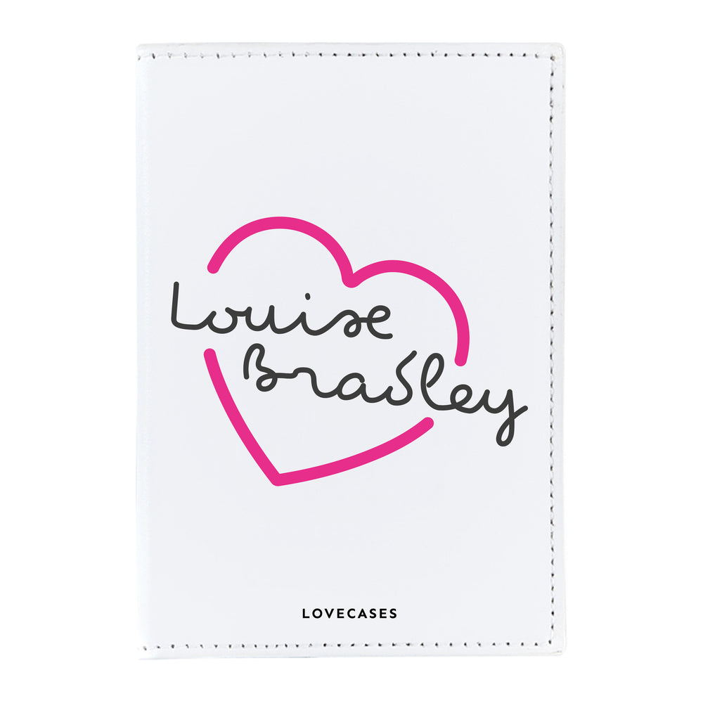 White Personalised Island Heart Passport Cover