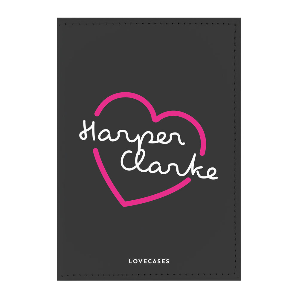 Black Personalised Island Heart Passport Cover