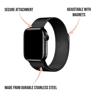 
            
                Load image into Gallery viewer, Black Milanese Apple Watch Strap
            
        