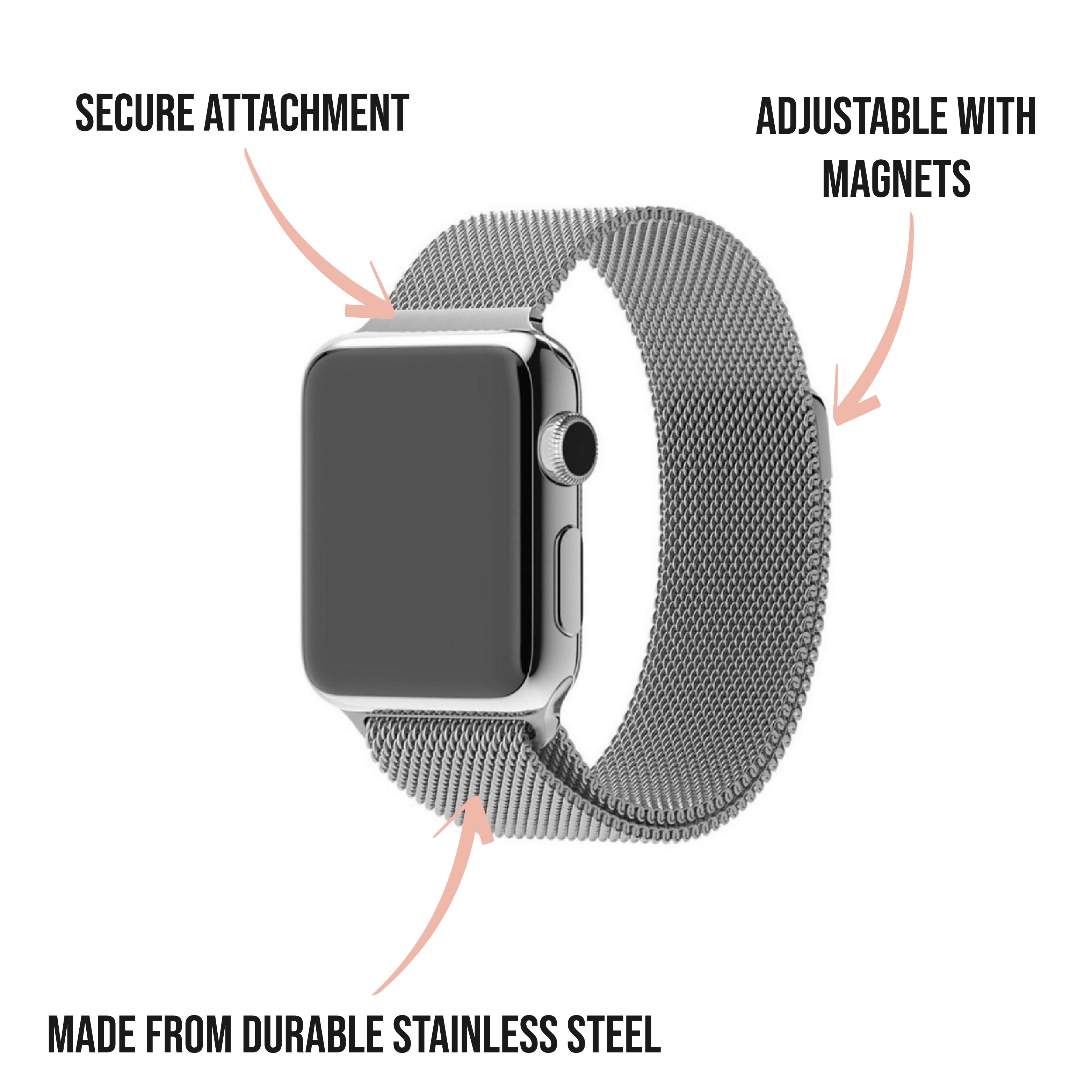 Silver Milanese Apple Watch Strap LoveCases