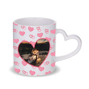 Personalised Valentine Photo Heart Handle Mug