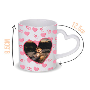 Personalised Valentine Photo Heart Handle Mug