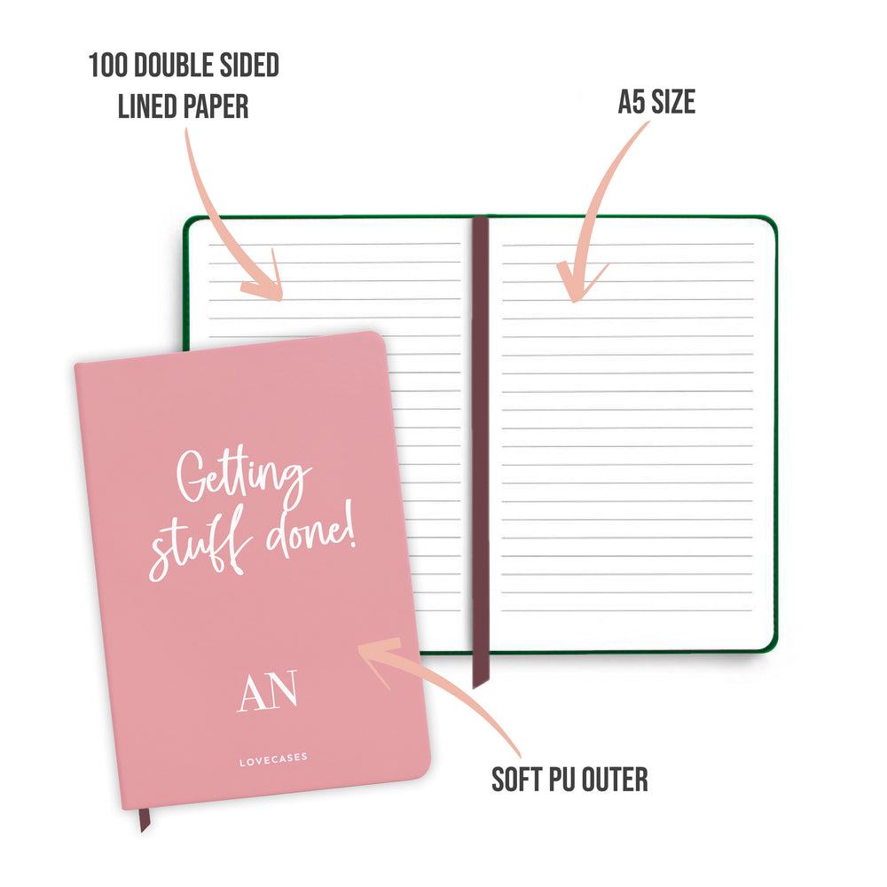 Personalised Getting Stuff Done Pink Notebook