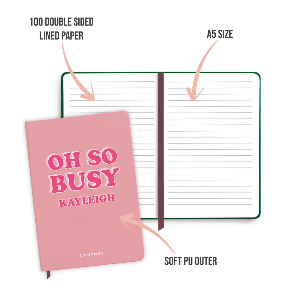 Personalised Oh So Busy Pink Notebook