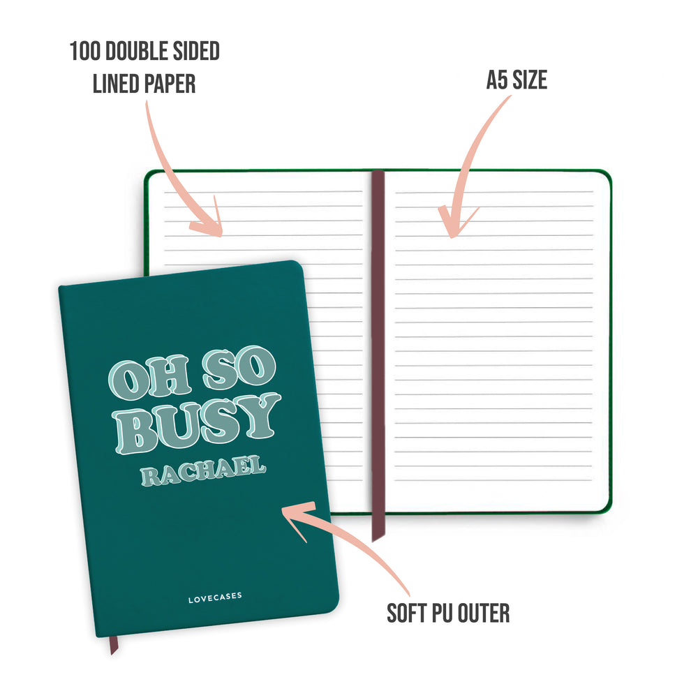 
            
                Load image into Gallery viewer, Personalised Oh So Busy Teal Notebook
            
        