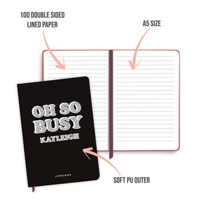 Personalised Oh So Busy Black Notebook