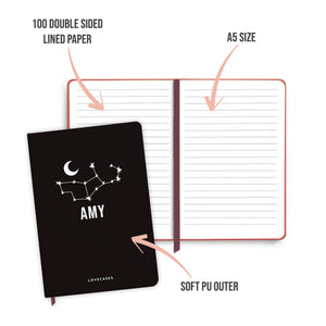 Personalised Constellation Black Notebook