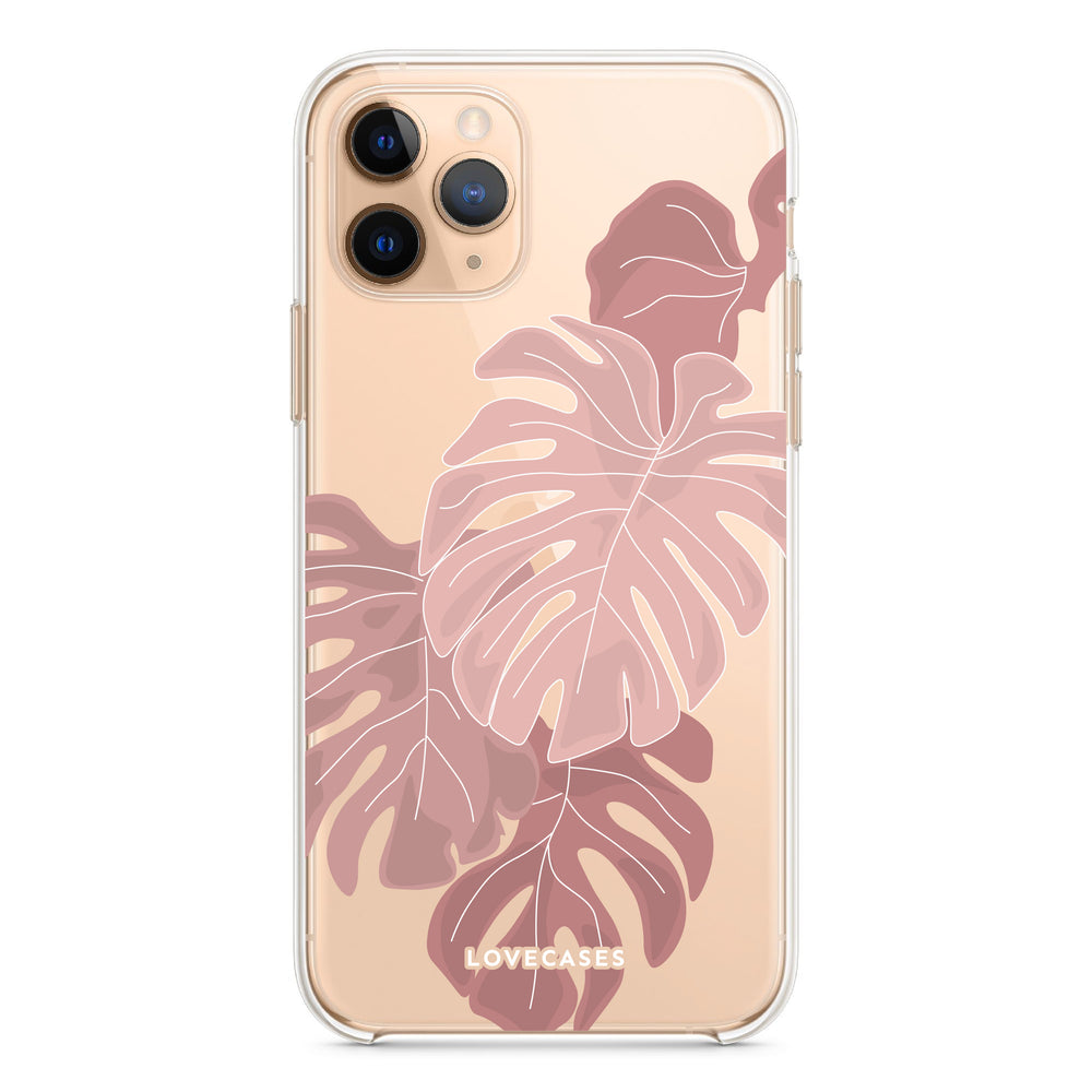Dusty Pink Monstera Leaves Phone Case