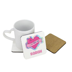 Personalised Holographic #IAMSIZEME Heart Square Coaster