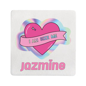 Personalised Holographic #IAMSIZEME Heart Square Coaster