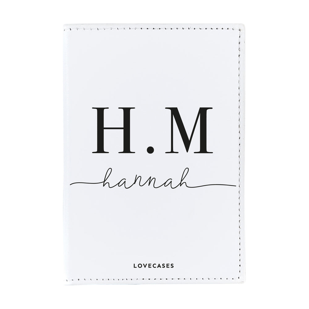 White Personalised Initials Passport Cover + Luggage Tag Bundle