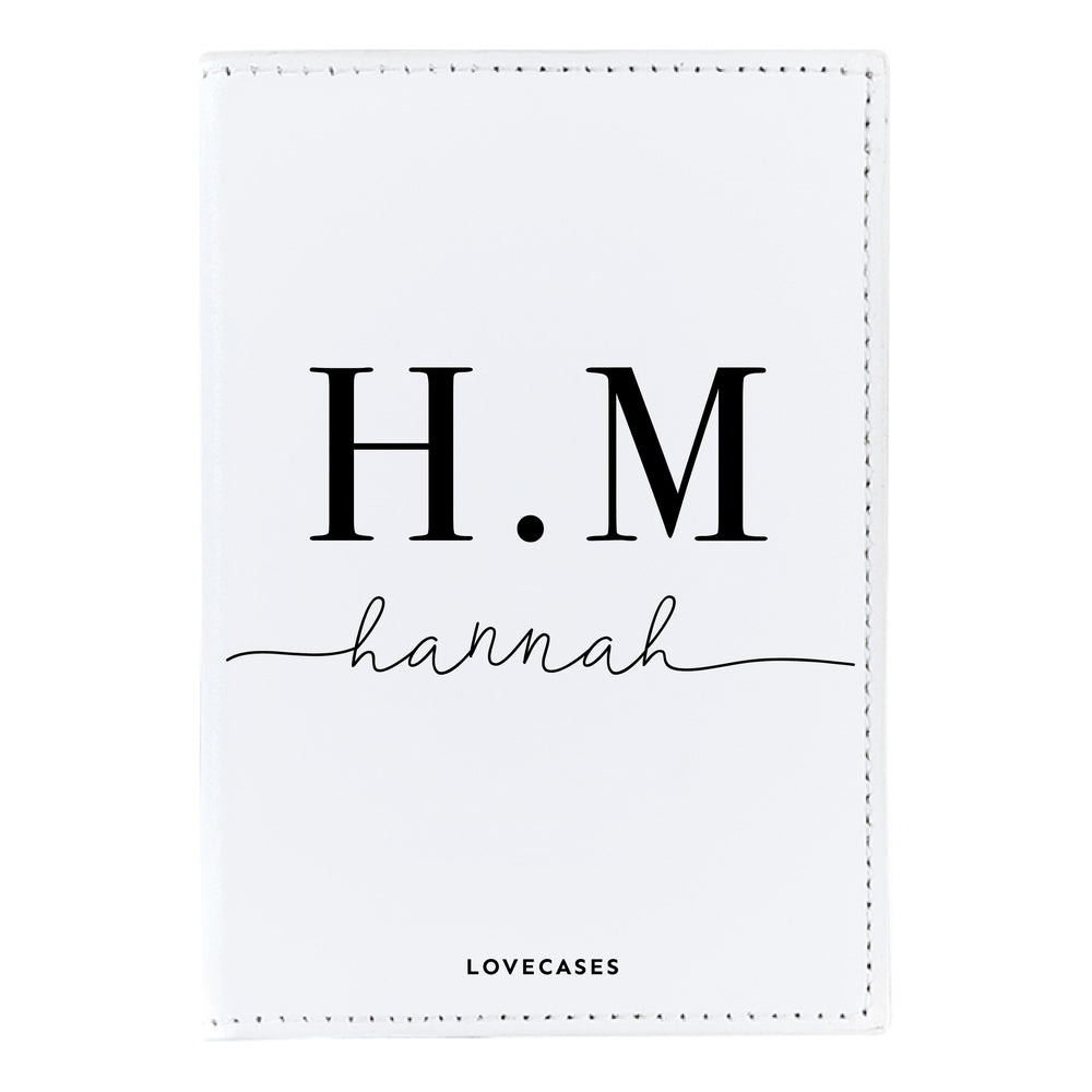 White Personalised Initials Passport Cover