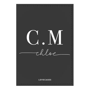 Black Personalised Initials Passport Cover