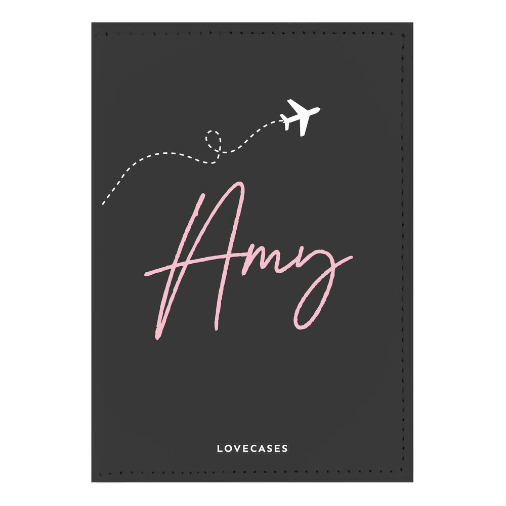 Black Personalised Jet Set Passport Cover