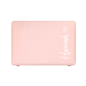 
            
                Load image into Gallery viewer, Personalised White Script Matte Pink MacBook Case
            
        