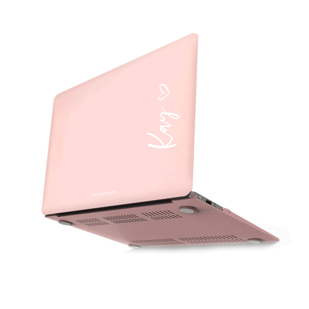 
            
                Load image into Gallery viewer, Personalised White Script Matte Pink MacBook Case
            
        