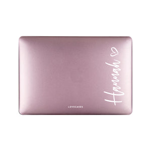 Personalised White Script Rose Gold MacBook Case